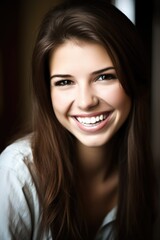 Sticker - portrait of a beautiful young woman smiling cheerfully