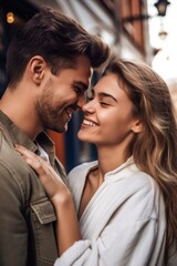 Wall Mural - shot of a happy and cheerful young couple hanging out with each other