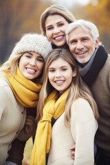 Wall Mural - portrait of a happy family spending time outdoors