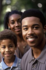 Sticker - portrait of an african american boy surrounded by his family