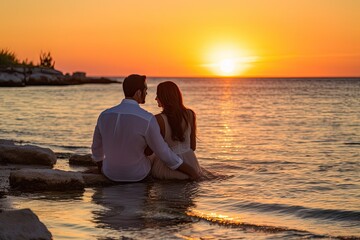 Sticker - Romantic Sunset by the Beach