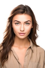 Sticker - studio shot of a beautiful young woman looking at the camera isolated on white