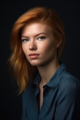 Wall Mural - studio portrait of an attractive young woman posing against a grey background