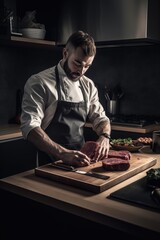 Canvas Print - cropped shot of a man preparing his dinner in the kitchen