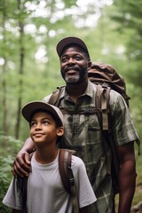 Wall Mural - shot of a father and son out for a hike together