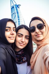 Sticker - travel, selfie and friends in the city of dubai for vacation or holiday break trip