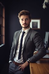 Wall Mural - portrait of a young businessman standing in his office