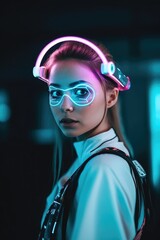 Canvas Print - shot of a beautiful young woman wearing a futuristic outfit