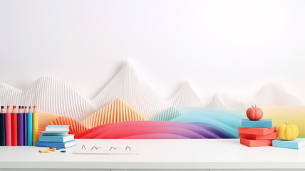 Fototapete - background back to school bright modern 3d.
