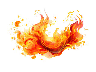 Wall Mural - Fire flame element on transparent white background. Genrative ai