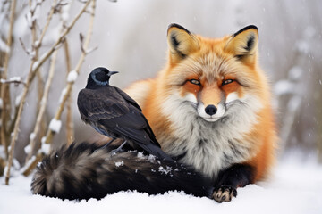 Wall Mural - fox and raven