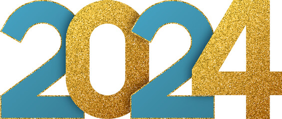 Wall Mural - Gold Blue 2024 New Year