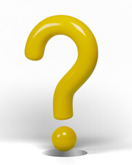 Fototapete - 3D question mark icon or ask faq answer solution isolated on transparent background png file.
