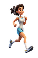 Young Woman Running, Animated 3D Character.