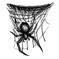 spider on a web sketch