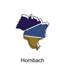map of Hornbach vector design template, national borders and important cities illustration