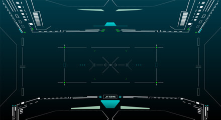 Leinwandbilder - Technology futuristic system of HUD monitoring screen interface element. UI, GUI, drone, VR, game display template vector.