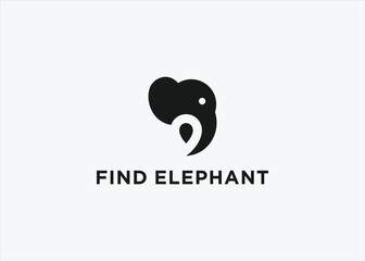 Wall Mural - elephant location logo design vector silhouette illustration