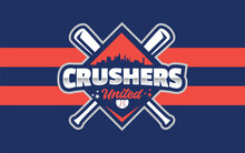 Crushers United Baseball Team Logo And Brand Identity , Modern Professional Emblem For A Baseball Team
