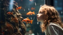 Verzaubertes Kind: Eine Magische Begegnung Mit Den Schillernden Bewohnern Des Aquariums