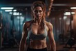 © Romana - a young good-looking athletic muscular female bodybuilder performing crossfit training session at the gym or fitness studio