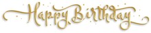 HAPPY BIRTHDAY Metallic Gold Brush Calligraphy Banner With Tiny Stars On Transparent Background