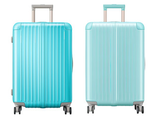 Wall Mural - two blue pastel suitcases isolated on transparent