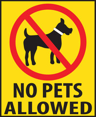 Sticker - No pets allowed here warning sign notice vector