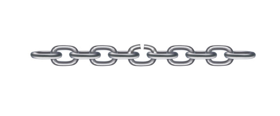 Grey metal broken  chain. vector illustration 