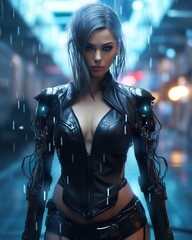 Wall Mural - sci fi female, future warrior in futuristic wear, cyber soldier woman concept, generative ai