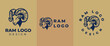 © iamfrk7 - Ram head logo, Abstract vector horns ram animal sheep logo, icon Aries, sign goat. Design template premium brand business, graphic badge company.