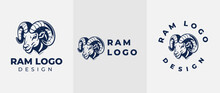 Ram Head Logo, Abstract Vector Horns Ram Animal Sheep Logo, Icon Aries, Sign Goat. Design Template Premium Brand Business, Graphic Badge Company.