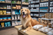 Pet Shop Delivery, Dog Store, Animal Accessories, Funny Happy Dog In A Pet Supermarket