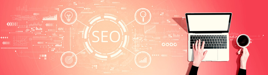 Aufkleber - SEO concept with person using a laptop computer