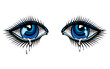 Eyes with tears. Suffering person. Concept illustration