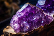 Close-up shot of a beautiful amethyst chakra stone with natural textures.
