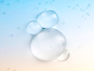 Aufkleber - Natural beauty podium backdrop for product display with water drops on pastel color background. 3d rendering. top view.