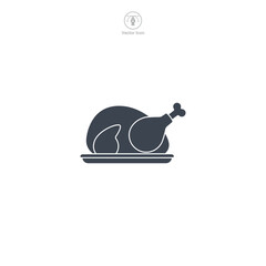 Wall Mural - Turkey or Roast icon symbol vector illustration isolated on white background