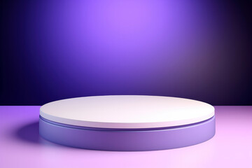 Poster - An enchanting podium model with an abstract style featuring touches of white and purple, becomes a stunning and elegant design piece for award ceremonies.