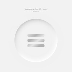 Poster - Round menu button on a white background. User interface elements in the style of neumorphism, UX, UI. Vector illustration.