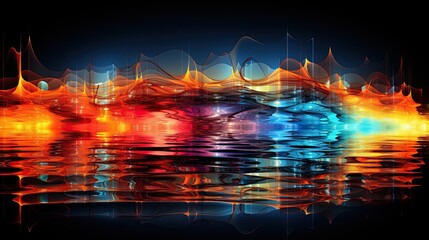 Wall Mural - Reverberating Soundwave Refraction Wave Formation.
RGB Color Spectrum Wavelength Synthesis Backdrop Wallpaper. 