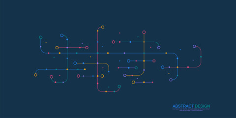 Poster - Digital technology concept with integrated circuit and network communication elements