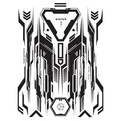 Futuristic Graphic Line Design, Cyberpunk Layout Template vector_20230813