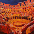 Colosseum in Rome, Italy,  Digital painting of ancient Roman amphitheater