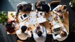 © VERTEX SPACE - high angle topview of business conference ideas sharing meeting,business people discuss conversation together on meeting table in conference modern office interior background, ai generate