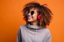 Happiness Stylish Freedom Happiness Woman Colour Hair And Fashion Costume Enjoy Music From Wireless Headphone Charming Emotion Fashionable Individuality Appearance Casual Relax,ai Generate