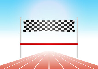 Running Track or Athlete Track with Start or Finish line. Vector Illustration.	