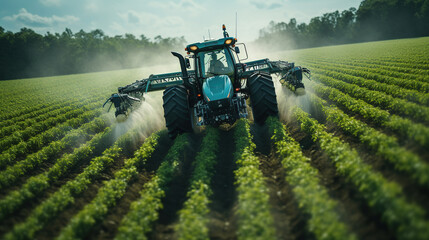 Wall Mural - Robotic vehicles and advanced technology reshape the agricultural landscape, elevating smart farming practices