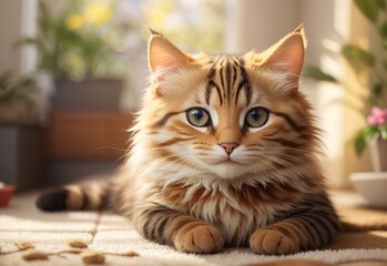  Cute cat smiling happy at the home