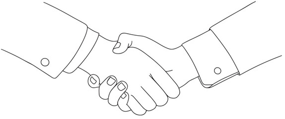 Poster - Hand shake line art vector illustration